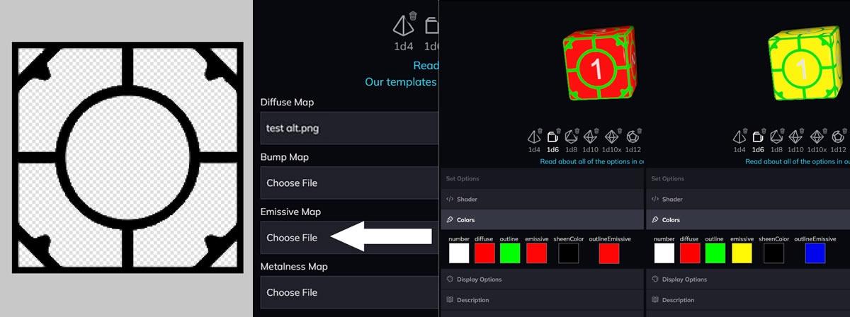 How to make your dice remix friendly using emissive maps