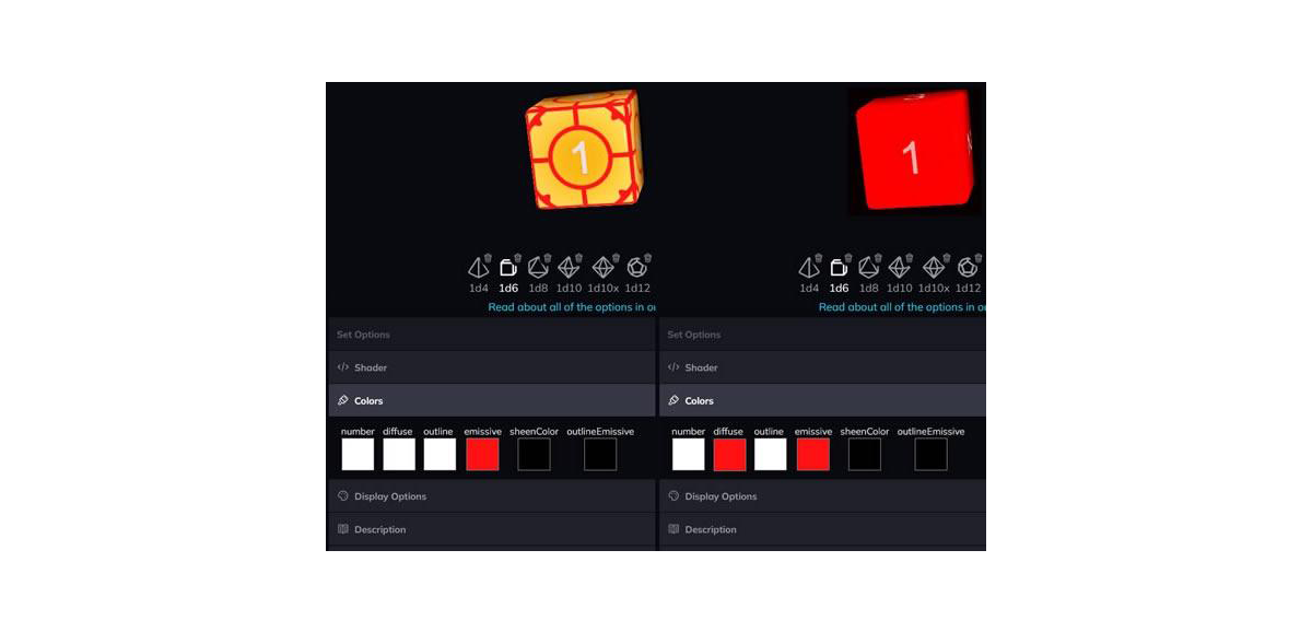 How to make your dice remix friendly using emissive maps